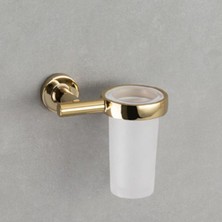 System Banyo Aksesuarları Hoop Duvara Monte Diş Fırçalığı Cam|Gold 130x102x131 mm