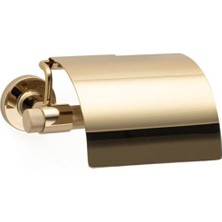 System Banyo Aksesuarları Flexu Duvara Monte Kapaklı Tuvalet Kağıtlığı Gold 85x88x158 mm