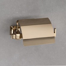 Q-Lıne Kapaklı Tuvalet Kağıtlığı Gold Renk 87X118X158 Mm
