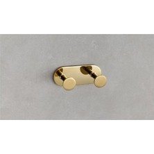 System Banyo Aksesuarları Bobo Duvara Monte Yapışkanlı İkili Askılık Gold 45x46x110 mm
