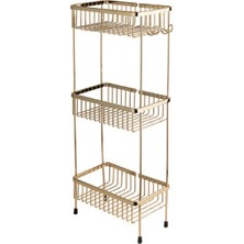 System Banyo Aksesuarları Diktörtgen 3'Lü Ayaklı Duş Rafı Altın 27 cm