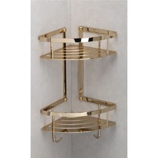 System Banyo Aksesuarları Duvara Monte Banyo Duş Raf Sistemi Gold 28 cm