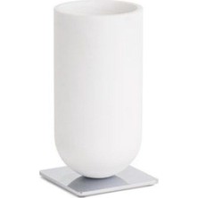 System Banyo Aksesuarları Reçine Tezgah Üstü Diş Fırçalığı Beyaz|Krom 143x75x75 mm