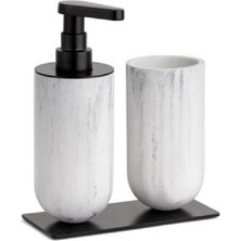 Diş Fırçalığı/Sıvı Sabunluk Mermer Deseni/Siyah Renk 206X89X170 Mm