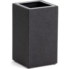 System Banyo Aksesuarları Reçine Tezgah Üstü Diş Fırçalığı Siyah|Krom 128x73x73 mm