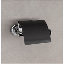 System Banyo Aksesuarları Nord Duvara Monte Kapaklı Tuvalet Kağıtlığı Krom|Siyah 69x121x155 mm