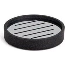 System Banyo Aksesuarları Reçine Tezgah Üstü Katı Sabunluk Siyah|Krom 26x120x120 mm