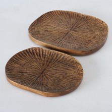 2 'Li Koyu Kahverengi Oval Tabak Seti 26 X 20 Cm - 32 X 27 Cm