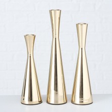 3'Lü Gold Yuvarlak Mumluk 20Cm-23Cm-26Cm