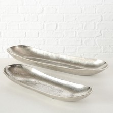 2'Li Gümüş Dekoratif Oval Kase 6Cm Seti