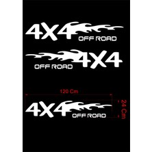 Sticker Usta Alevli 4x4 Off Road Araba Sticker  Sağ ve Sol Set 120X24 cm Q42