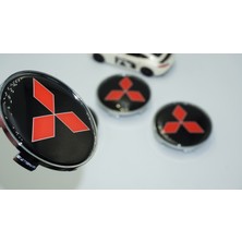 Dk Tuning Mitsubishi Krom Kırmızı Jant Göbeği Kapak Seti 68MM