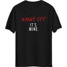 Woodroffe Kadın Hands Off! It's Fine Baskılı Bisiklet Yaka Salaş Oversize Boyfriend T-Shirt