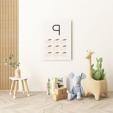 Pegziz Bebek Odası Dekorasyon - 9 Sayısı Modern Minimalist Kanvas Tablo - Çocuk Odası Tablo