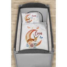 Homamia Isme Özel 75X120 Park Yatak Beşik Nevresim Takımı Aydaki Bambi