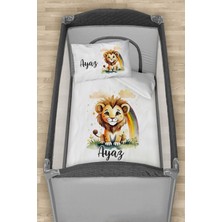 Homamia Isme Özel 75X120 Park Yatak Beşik Nevresim Takımı Aslan