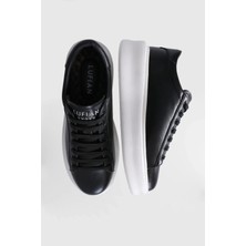 Lufian 111230234  Gage Casual Erkek Sneaker Ayakkabı Siyah Düz Tabanlı Deri Malzeme ile Şık Tasarım