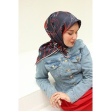 Silk Home Lacivert Desenli Tivil Ipek Eşarp 11433-41