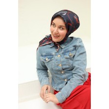 Silk Home Lacivert Desenli Tivil Ipek Eşarp 11433-41