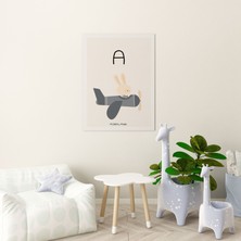 Pegziz Bebek Odası Dekorasyon - Alfabe A Harfi Modern Minimalist Kanvas Tablo - Çocuk Odası Tablo