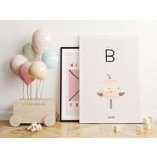 Pegziz Bebek Odası Dekorasyon - Alfabe B Harfi Modern Minimalist Kanvas Tablo - Çocuk Odası Tablo