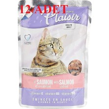 Plaisir Pouch Somon Morina Balıklı Yaş Kedi Maması 100 gr 12 Adet