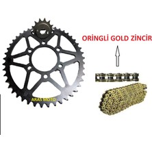 Aras Moto Hyosung Gv 250 Zincir Dişli Seti Oringli Gold Sarı Zincirli 2004-2015 -Arasmoto