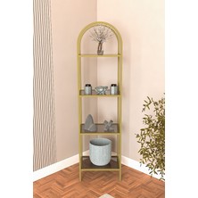 Dekopratik Mona Gold Köşe Kitaplık Dekoratif Aksesuar Rafı Mutfak Rafı 40CM Füme Camlı