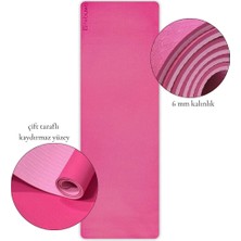 Rebuwo Çift Taraflı 6mm TPE Kaydırmaz Yoga Matı Pilates Minderi Pembe183 X 63 cm