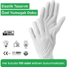 Reflex Flex Eldiven Tek Kullanımlık Pudrasız Beyaz M Beden Eldiven 2 x 100'lü