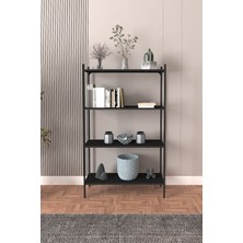 Dekopratik Marta Siyah Kitaplık Dekoratif Aksesuar Rafı Mutfak Rafı Siyah Suntalam