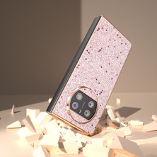 Xshine Huawei Mate X3 5g Glitter Parlak Telefon Kapağı Electroclating Pu Deri + Pc Çizgiye Dönüş Kılıfı (Yurt Dışından)