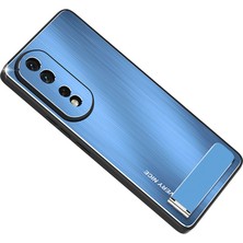 Xshine Honor 80 5g Tpu Çerçeve Alüminyum Alaşım Geri Fırçalanmış Cep Telefonu Kapağı Için Telefon Kickstand Case (Yurt Dışından)