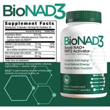 Bionad3 Nad+ Booster | Sirtuin Activator | Anti Aging | Proven Nicotinamide Riboside Booster | Metabolic Activator | Boosts Nad+ And Natural Energy | Vegan Friendly | 60 Capsul