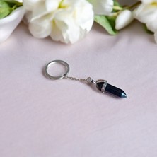 Mga Doğaltaş Anahtarlık Çivi Kesim Yıldız Jasper Taşı Orijinal Doğal Taş Hakiki Gerçek Taş Çelik Zincir