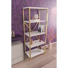 Hediyeler Kapında 5 Raflı Metal  Kitaplık Çok Amaçlı Kütüphane Salon Ofis Evrak Rafları