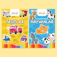 Staau Çocuk Ilk Boyama Kitabım 2'li Set - Hayvanlar / Taşıtlar