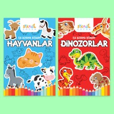 Staau Çocuk Ilk Boyama Kitabım 2'li Set - Hayvanlar / Dinozorlar