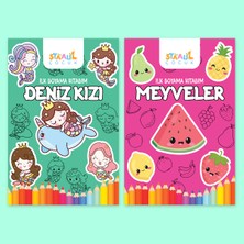 Staau Çocuk Ilk Boyama Kitabım 2'li Set - Meyveler / Deniz Kızı