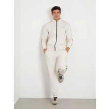 Guess Erkek  Beyaz Dik Yaka Zip Ceket