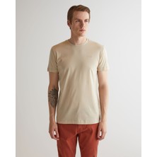 Gant Erkek Bej Slim Fit Bisiklet Yaka T-Shirt 2013035.239