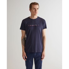 Gant Erkek Lacivert Regular Fit Bisiklet Yaka Logolu T-Shirt 2324141T.433