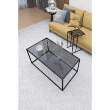 Dekopratik Lizbon Orta Sehpa Füme Cam & Alaska C Sehpa Füme Cam