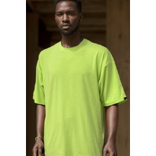 Gothamvibes Erkek Plain Oversize Neon Sarı T-Shirt