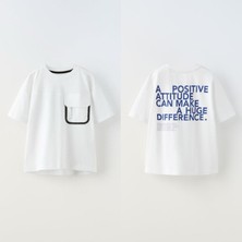 Lolli Boom Kids  Yeni Sezon Erkek Çocuk Ekru Renk Cep Detay Sırt Yazı Baskılı Pamuklu Tshirt