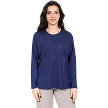 Yeni Sezon Kadın Orta Yaş ve Üzeri Viskoz Lazer Baskı Işlemeli Yüksek Kalite Anne Penye Bluz 24357