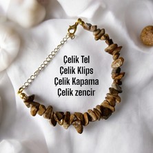 Mga Doğaltaş Odun Jasper Kırıktaş Bileklik Gerçek Doğal Taş Pirinç Kaplama Uzatma Zincirli Sertifikalı Bileklik