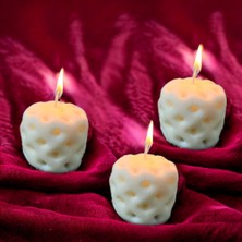 Miss Lina 3'Lü Yuvarlak Puf Mum Beyaz Renk Dekoratif Mum