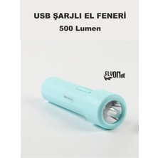 Flyonlook Şarjlı El Feneri 2 Kademeli 3W LED  Kamp Feneri 500 Lümel Ev Bahçe Ofis Için Lamba Fener