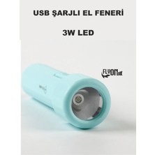 Flyonlook Şarjlı El Feneri 2 Kademeli 3W LED  Kamp Feneri 500 Lümel Ev Bahçe Ofis Için Lamba Fener